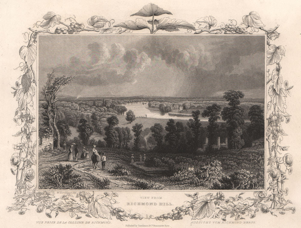 'View from Richmond Hill'. London. Decorative view by William TOMBLESON 1835